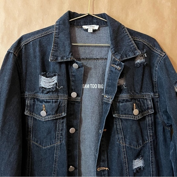 Umgee | Dreamer Distressed Oversized Longline Denim Jacket Button Front Size S - Picture 4 of 14